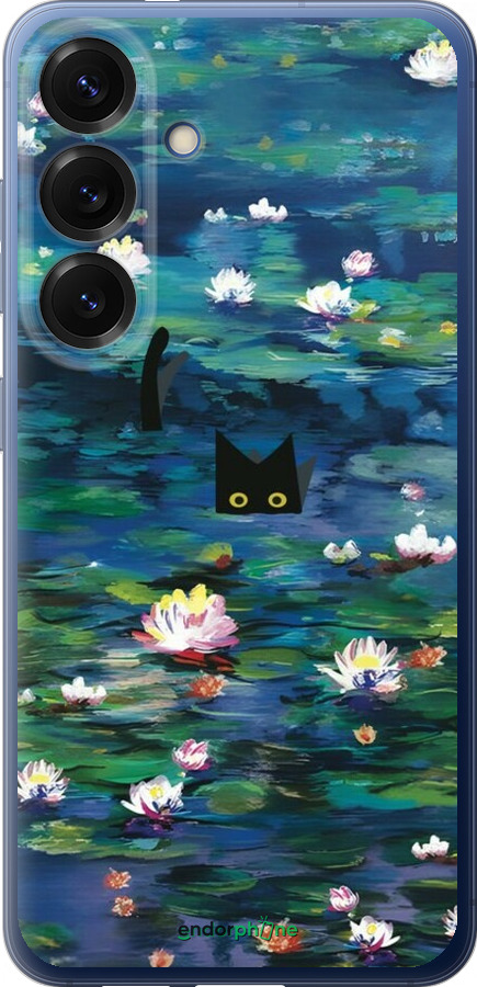 Силиконовый чехол Чехол с изображением водяных лилий Моне и кошек для Samsung Galaxy S25 Plus - 6399u-3826 изображение 