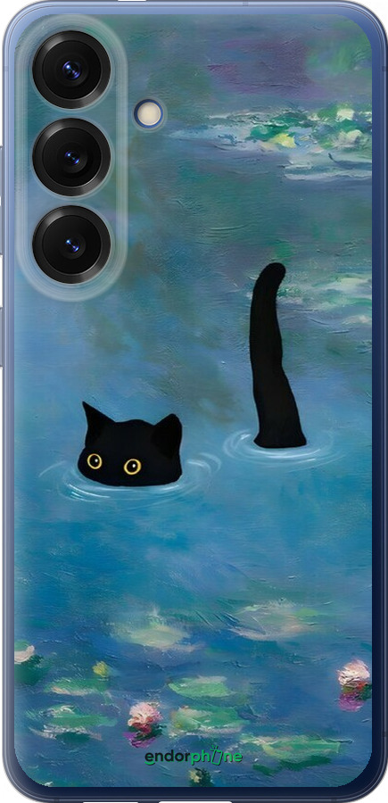 Силиконовый чехол С изображением кота и водяной лилии Monet для Samsung Galaxy S25 Plus - 6519u-3826 изображение 