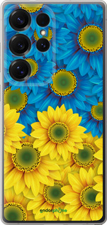 Силиконовый чехол Жёлто-голубые цветы для Samsung Galaxy S25 Ultra - 1048u-3805 изображение 