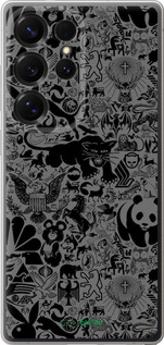 Силиконовый чехол Чёрно-серый стикер бомбинг для Samsung Galaxy S25 Ultra - 2432u-3805 изображение 