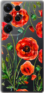 Силиконовый чехол Нарисованные маки для Samsung Galaxy S25 Ultra - 4278u-3805 изображение 