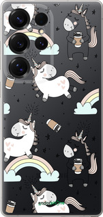 Силиконовый чехол Единорог и кофе для Samsung Galaxy S25 Ultra - 4661u-3805 изображение 