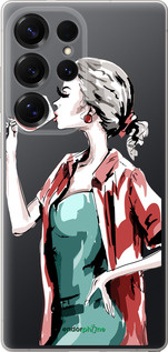 Силиконовый чехол Девушка с бокалом для Samsung Galaxy S25 Ultra - 4662u-3805 изображение 