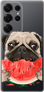 Силиконовый чехол Мопс и арбуз для Samsung Galaxy S25 Ultra - 4665u-3805 изображение 