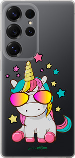 Силиконовый чехол Единорог в очках для Samsung Galaxy S25 Ultra - 4879u-3805 изображение 