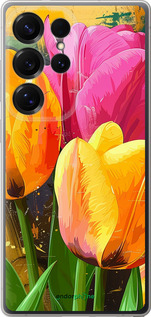 Силиконовый чехол Нарисованные тюльпаны для Samsung Galaxy S25 Ultra - 5990u-3805 изображение 