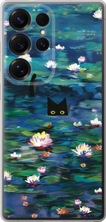 Силіконовий чехол с изображением водяных лилий и кошек для Samsung Galaxy S25 Ultra - 6257u-3805 изображение 