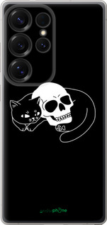 Силиконовый чехол С изображением кота и черепа для Samsung Galaxy S25 Ultra - 6491u-3805 изображение 