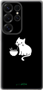 Силиконовый чехол С милым котом на черном фоне для Samsung Galaxy S25 Ultra - 6528u-3805 изображение 
