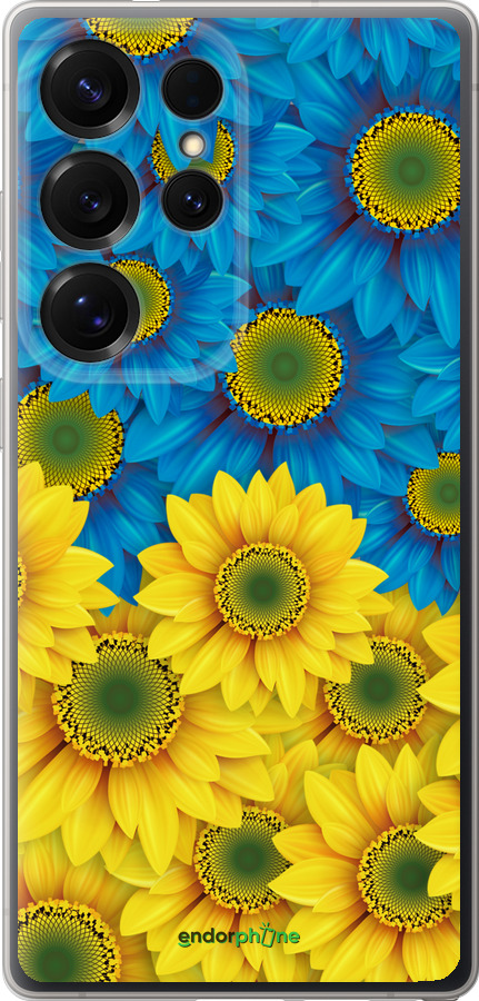 Силиконовый чехол Жёлто-голубые цветы для Samsung Galaxy S25 Ultra - 1048u-3805 изображение 