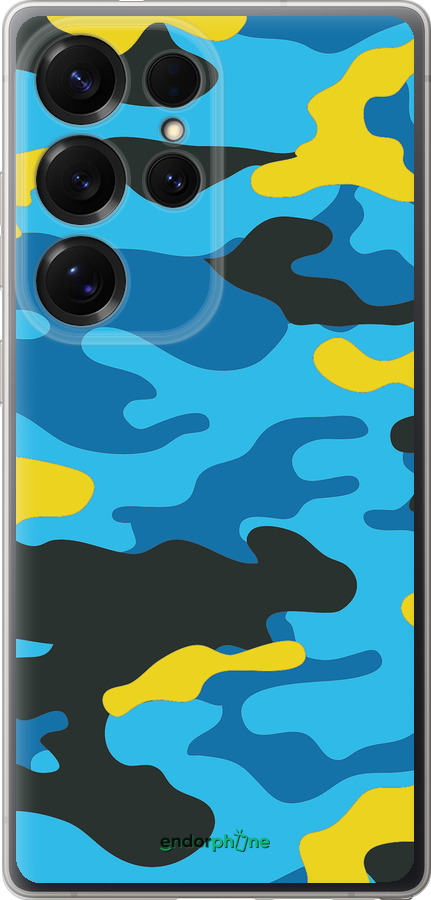 Силиконовый чехол Желто-голубой камуфляж для Samsung Galaxy S25 Ultra - 1084u-3805 изображение 