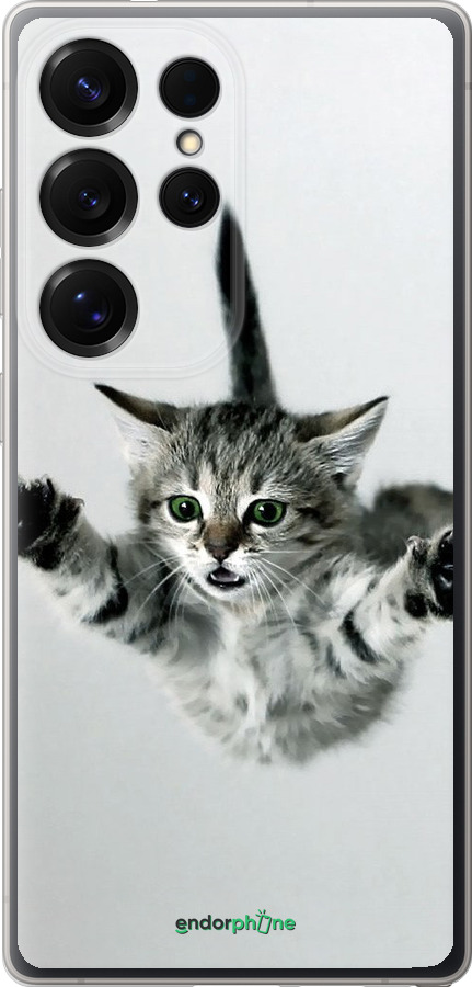 Силиконовый чехол Летящий котёнок для Samsung Galaxy S25 Ultra - 2322u-3805 изображение 