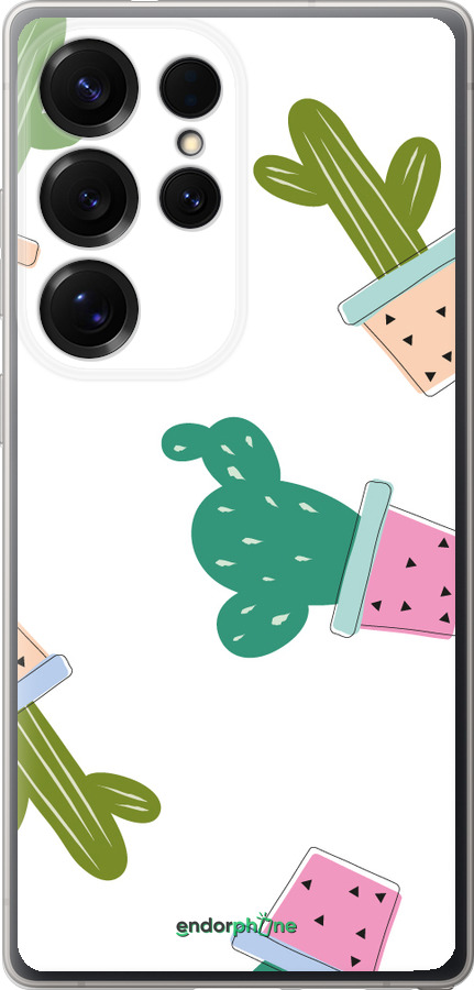 Силиконовый чехол Кактусы в горшочках для Samsung Galaxy S25 Ultra - 3968u-3805 изображение 