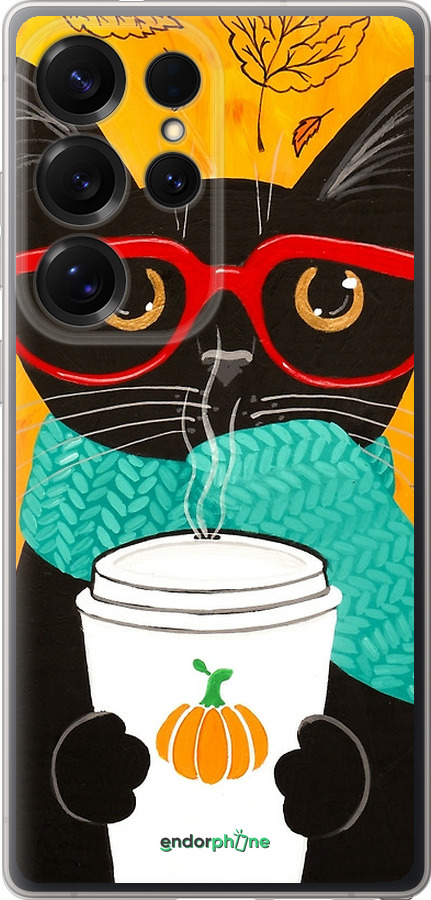 Силиконовый чехол Осенний кот для Samsung Galaxy S25 Ultra - 4026u-3805 изображение 