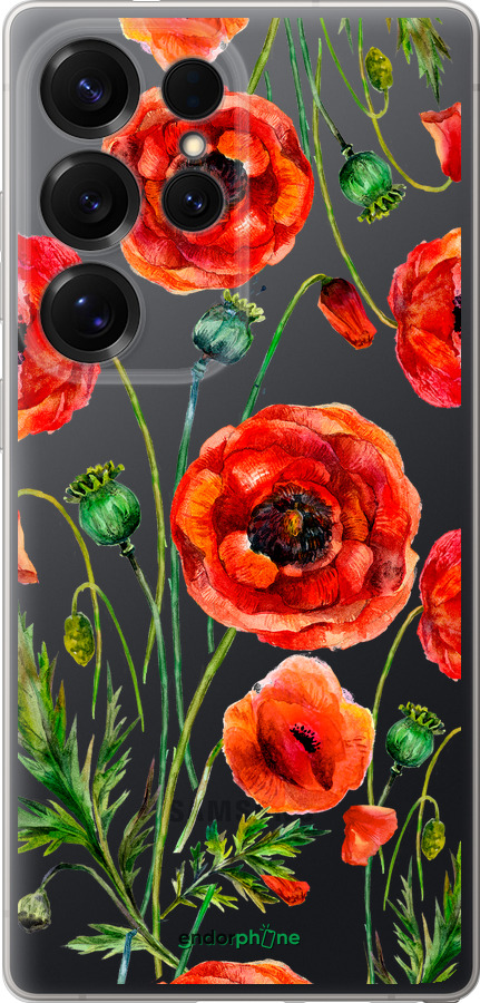Силиконовый чехол Нарисованные маки для Samsung Galaxy S25 Ultra - 4278u-3805 изображение 