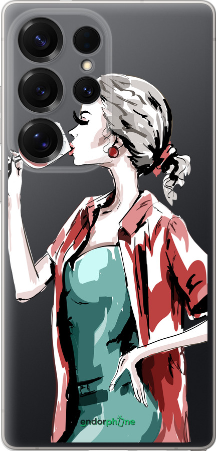 Силиконовый чехол Девушка с бокалом для Samsung Galaxy S25 Ultra - 4662u-3805 изображение 