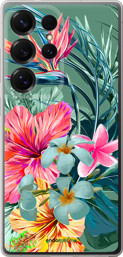 Силиконовый чехол Тропические цветы v1 для Samsung Galaxy S25 Ultra - 4667u-3805 изображение 