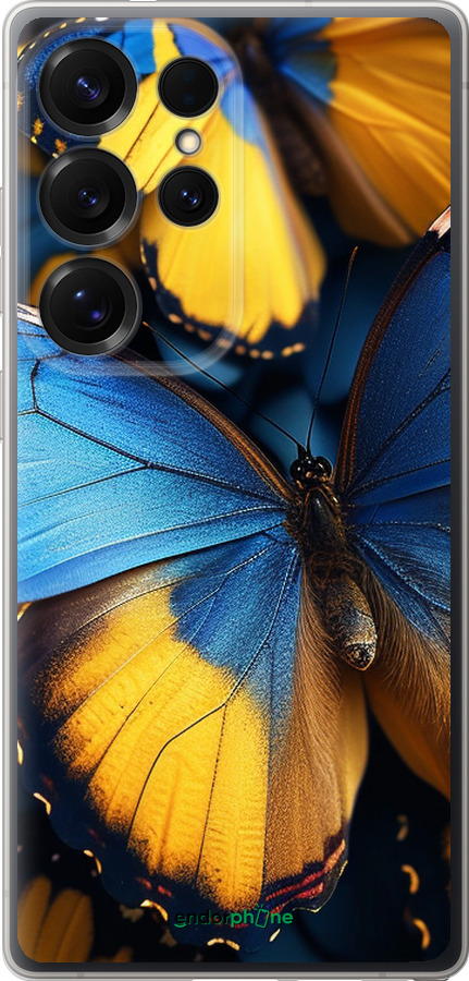 Силиконовый чехол Желто-голубые бабочки для Samsung Galaxy S25 Ultra - 6046u-3805 изображение 