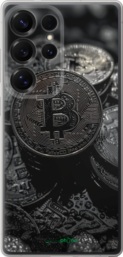 Силіконовий чехол Black Bitcoin для Samsung Galaxy S25 Ultra - 6090u-3805 изображение 
