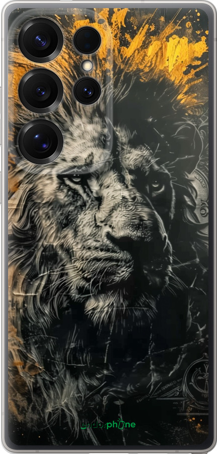 Силиконовый чехол Лев в золотых красках для Samsung Galaxy S25 Ultra - 6155u-3805 изображение 