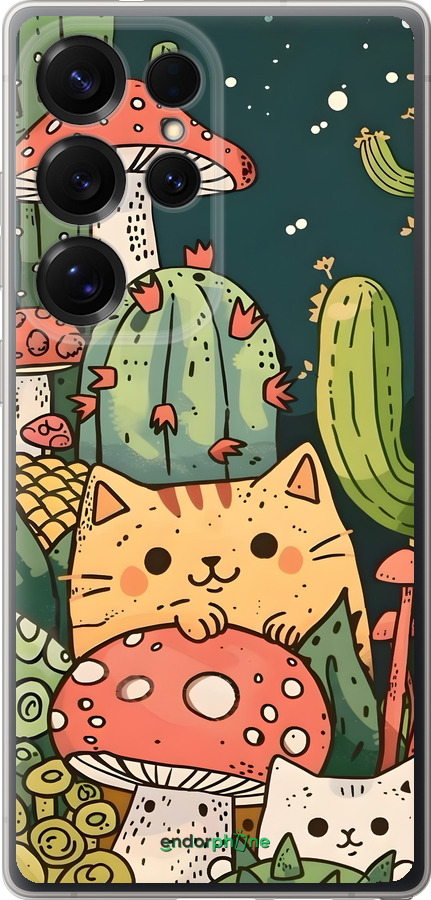 Силиконовый чехол Коты грибы для Samsung Galaxy S25 Ultra - 6321u-3805 изображение 