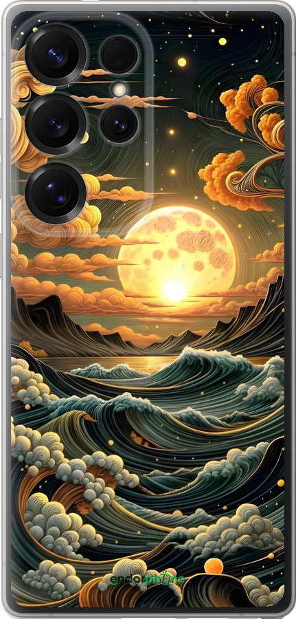 Силиконовый чехол Арт волны для Samsung Galaxy S25 Ultra - 6332u-3805 изображение 