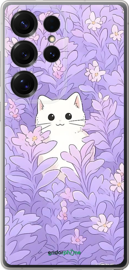 Силіконовий чехол Котик в цветах для Samsung Galaxy S25 Ultra - 6390u-3805 изображение 
