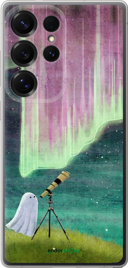 Силиконовый чехол Привидение и звезды для Samsung Galaxy S25 Ultra - 6443u-3805 изображение 