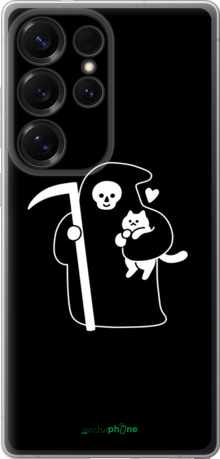 Силіконовий чехол Мінімалістичний арт: смерть та кішка для Samsung Galaxy S25 Ultra - 6529u-3805 изображение 
