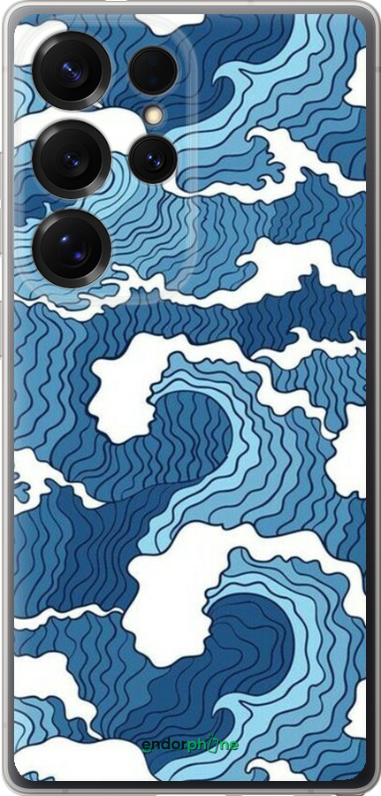 Силиконовый чехол Абстрактный рисунок морских волн для Samsung Galaxy S25 Ultra - 6538u-3805 изображение 
