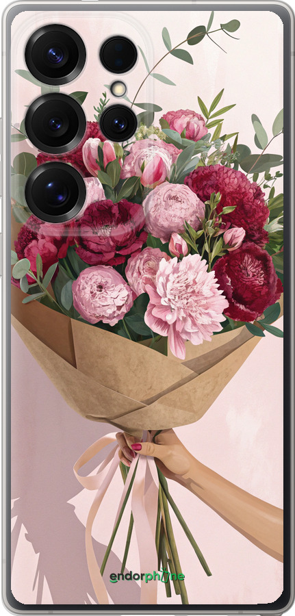 Силиконовый чехол Пионы 1 для Samsung Galaxy S25 Ultra - 6705u-3805 изображение 