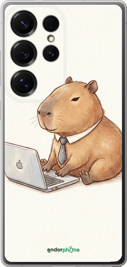 Силиконовый чехол Funny Capybara CEO Working для Samsung Galaxy S25 Ultra - 6777u-3805 изображение 