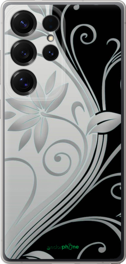 Силиконовый чехол Цветы на чёрно-белом фоне для Samsung Galaxy S25 Ultra - 840u-3805 изображение 
