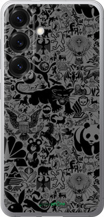 Силиконовый чехол Чёрно-серый стикер бомбинг для Samsung Galaxy S25 - 2432u-3804 изображение 