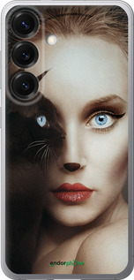Силиконовый чехол Взгляд женщины и кошки для Samsung Galaxy S25 - 4041u-3804 изображение 