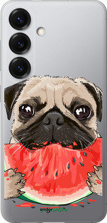 Силіконовий чехол Мопс і кавун для Samsung Galaxy S25 - 4665u-3804 изображение 
