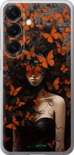 Силиконовый чехол Девушка с оранжевыми бабочками для Samsung Galaxy S25 - 5941u-3804 изображение 