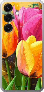 Силиконовый чехол Нарисованные тюльпаны для Samsung Galaxy S25 - 5990u-3804 изображение 