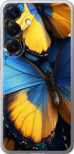 Силиконовый чехол Желто-голубые бабочки для Samsung Galaxy S25 - 6046u-3804 изображение 