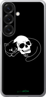 Силиконовый чехол С изображением кота и черепа для Samsung Galaxy S25 - 6491u-3804 изображение 