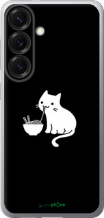 Силиконовый чехол С милым котом на черном фоне для Samsung Galaxy S25 - 6528u-3804 изображение 