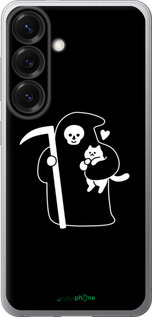 Силиконовый чехол Минималистичный арт: смерть и кошка для Samsung Galaxy S25 - 6529u-3804 изображение 