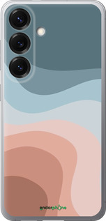 Силиконовый чехол С синими и розовыми волнами в стиле ретро для Samsung Galaxy S25 - 6532u-3804 изображение 