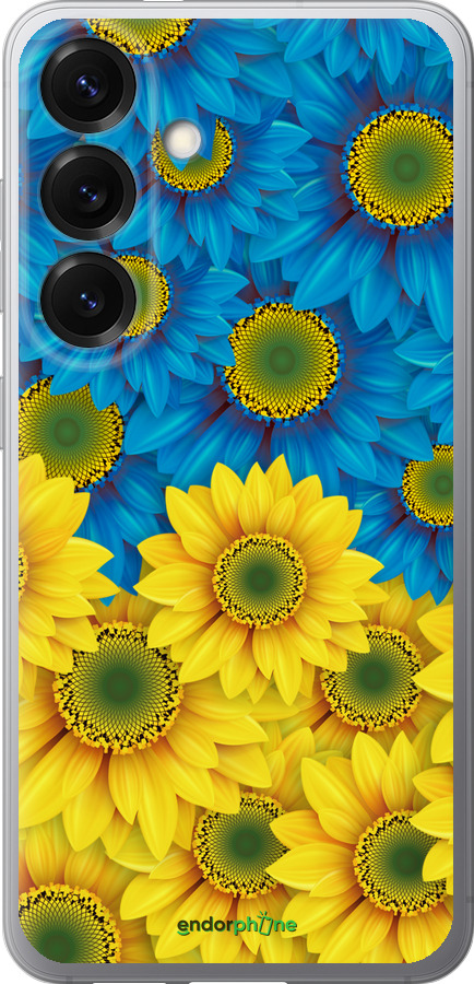 Силиконовый чехол Жёлто-голубые цветы для Samsung Galaxy S25 - 1048u-3804 изображение 