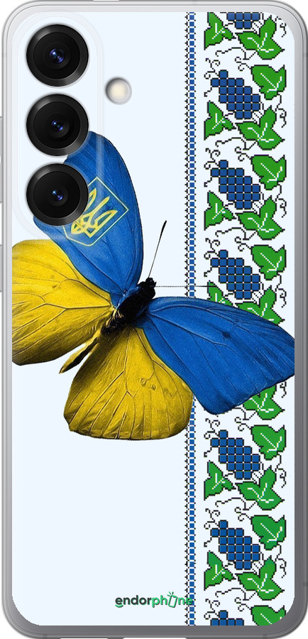Силіконовий чехол Жовто-блакитний метелик  для Samsung Galaxy S25 - 1054u-3804 изображение 