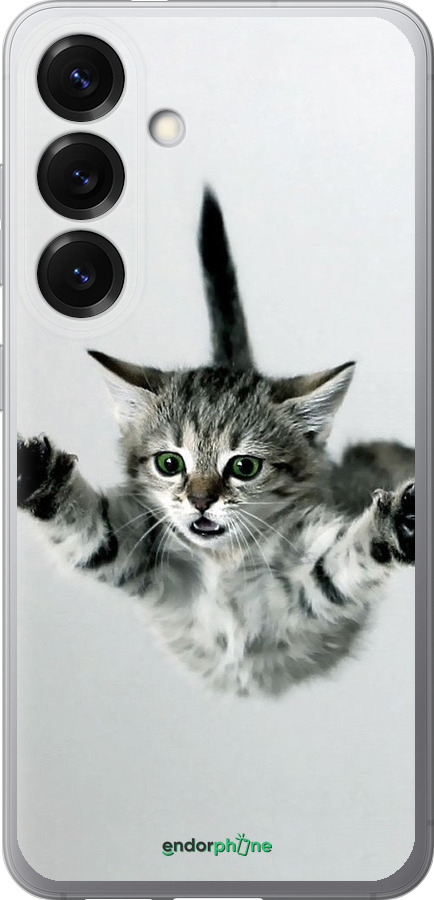 Силіконовий чехол Літаюче кошеня для Samsung Galaxy S25 - 2322u-3804 изображение 