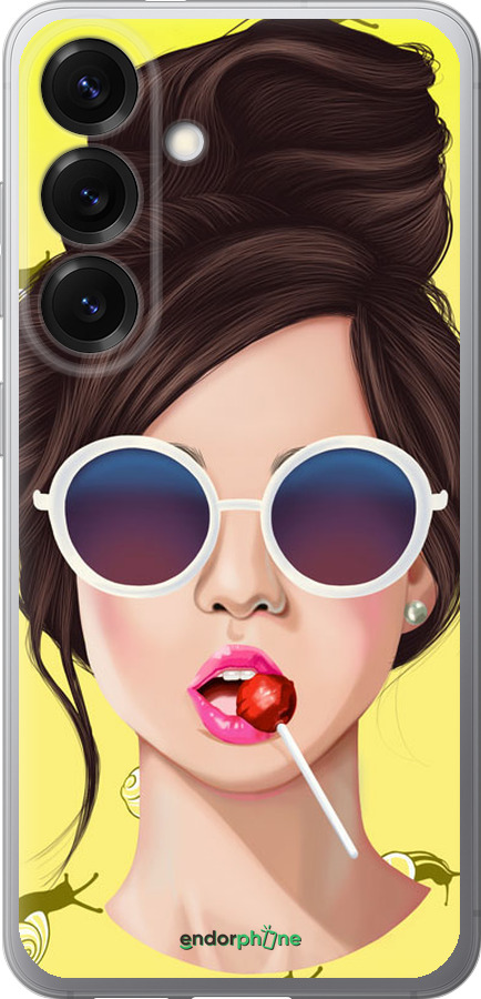 Силиконовый чехол Девушка с чупа-чупсом для Samsung Galaxy S25 - 3979u-3804 изображение 
