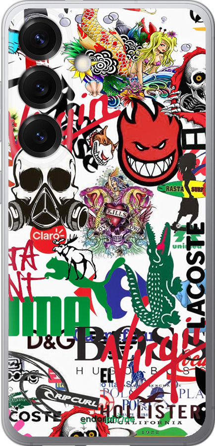 Силиконовый чехол Many different logos для Samsung Galaxy S25 - 4022u-3804 изображение 