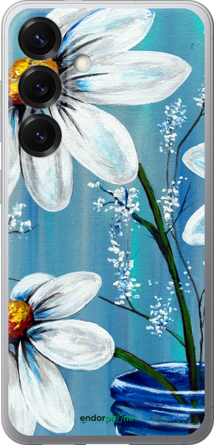 Силіконовий чехол Красиві арт-ромашки для Samsung Galaxy S25 - 4031u-3804 изображение 