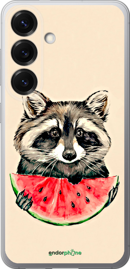 Силіконовий чехол Єнотик з кавуном для Samsung Galaxy S25 - 4605u-3804 изображение 